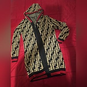 COPY - Black and Gold Hooded Cardigan, just a fashion cardigan.